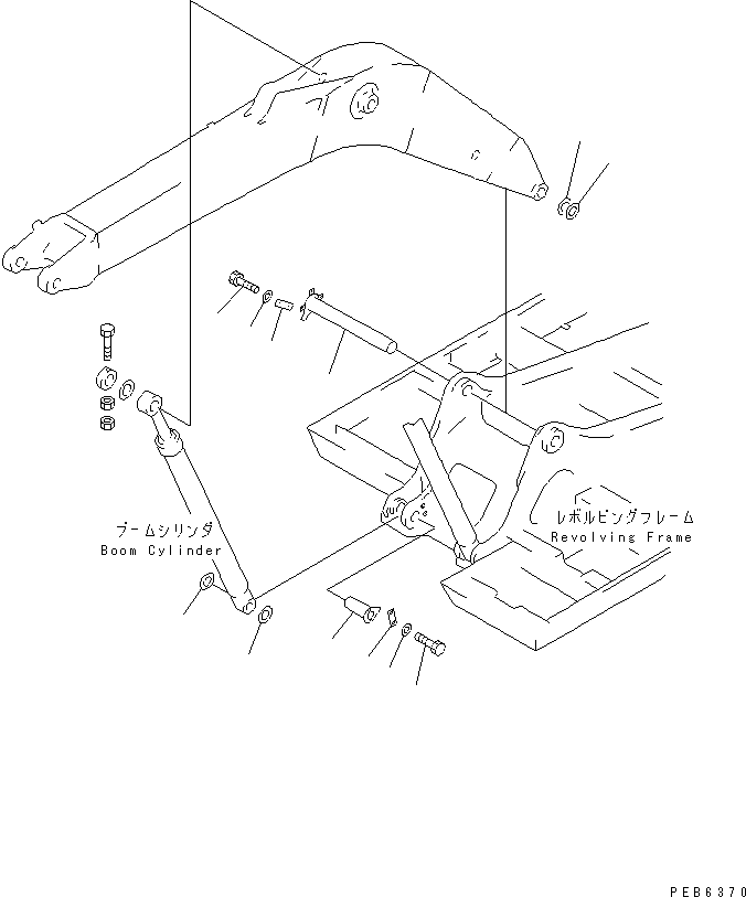 Komatsu parts book diagram for PC400LC S/N 20001-UP (Mighty Spec.): BOOM FOOT PIN (WITH OVERLOAD WARNING DEVICE) (EC SPEC.)