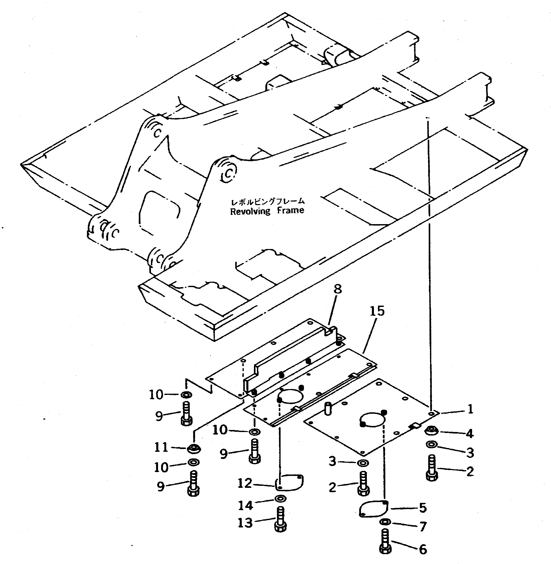 Komatsu parts book diagram for PC400LC S/N 20001-UP (Mighty Spec.): UNDER COVER (FOR MAIN FRAME AND FRAME R.H.) (HEAVY DUTY)         (EXCEPT JAPAN)(#20603-)