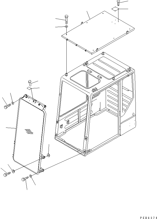 Komatsu parts book diagram for PC400LC S/N 20001-UP (Mighty Spec.): CAB GUARD(#21535-)