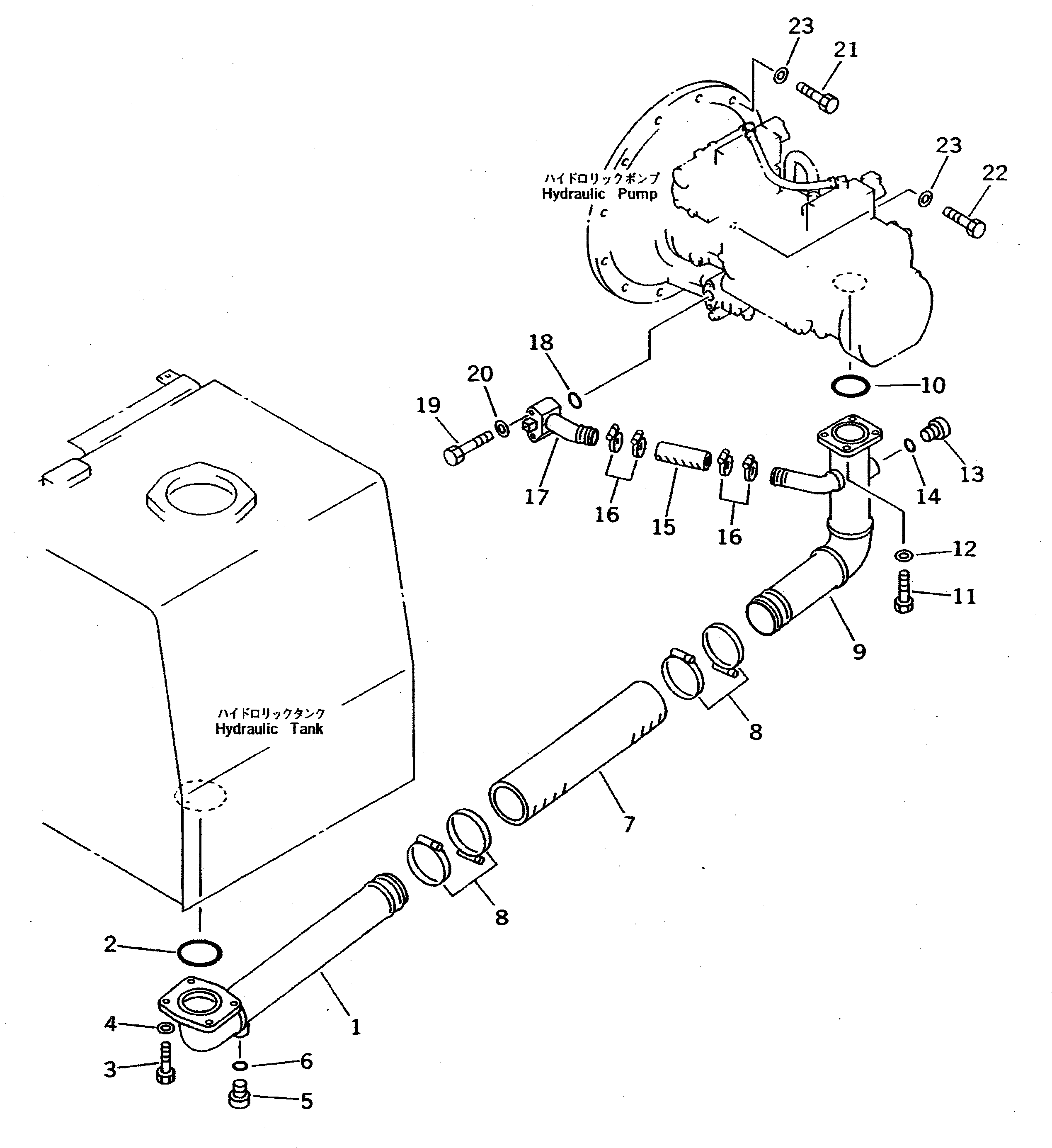 Komatsu parts book diagram for PC400LC S/N 20001-UP (Mighty Spec.): TANK TO PUMP PIPING