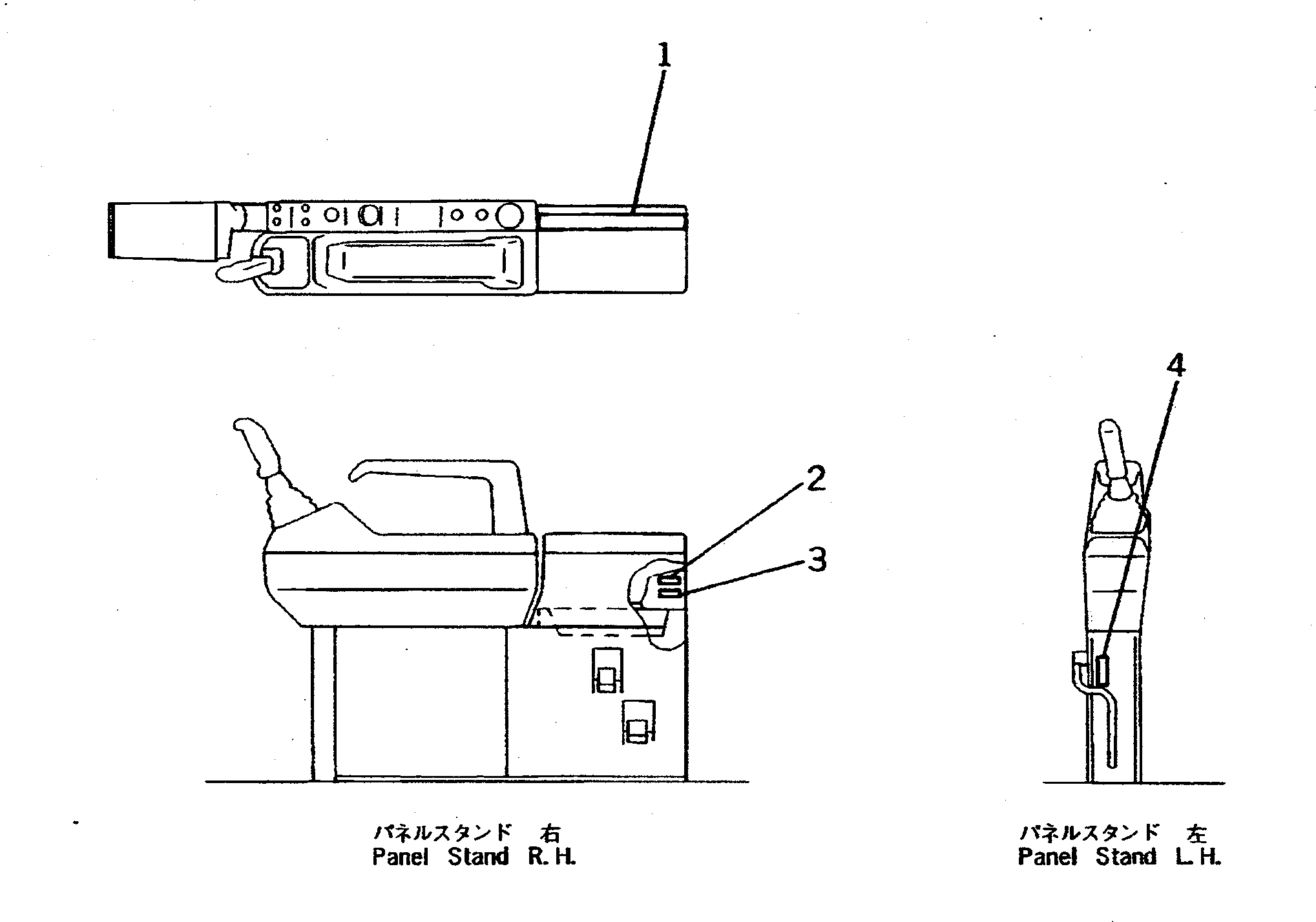 Komatsu parts book diagram for PC400LC S/N 20001-UP (Mighty Spec.): MARKS AND PLATES (PANEL AND CONTROL STAND SIDE) (FOR WRIST       CONTROL) (ENGLISH)