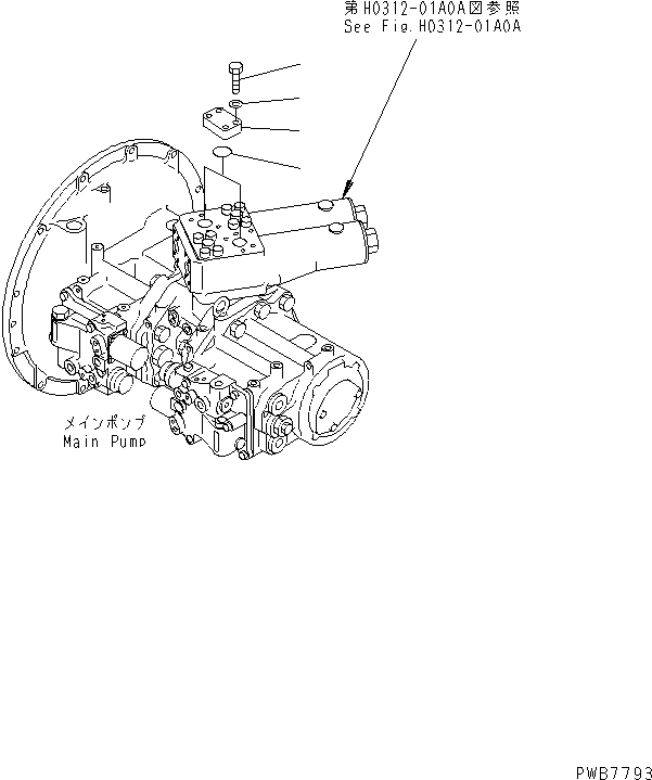 Komatsu parts book diagram for PC400LC-6 S/N 30001-UP: DELIVERY LINE (PLUG) (WITH INLINES FILTER)(#32001-)
