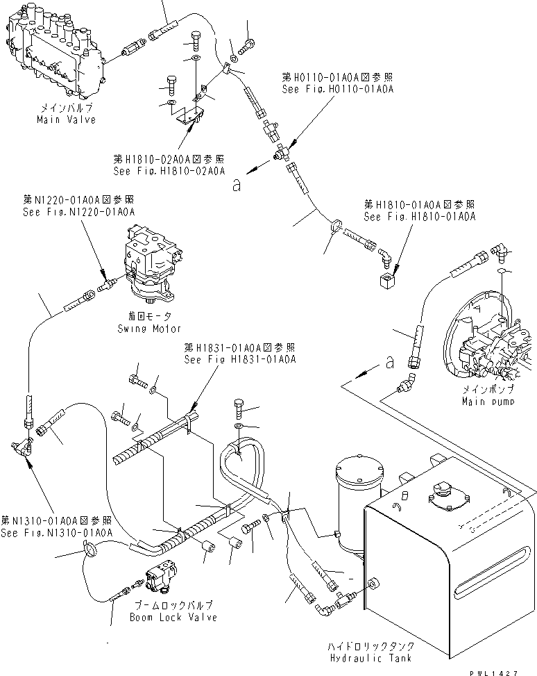 Komatsu parts book diagram for PC400LC-6 S/N 30001-UP: DRAIN LINES(#32250-)