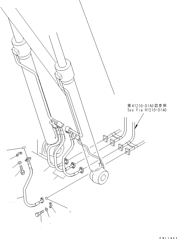 Komatsu parts book diagram for PC400LC-6 S/N 30001-UP: BOOM LINE (VALVE BOOM HOSE)