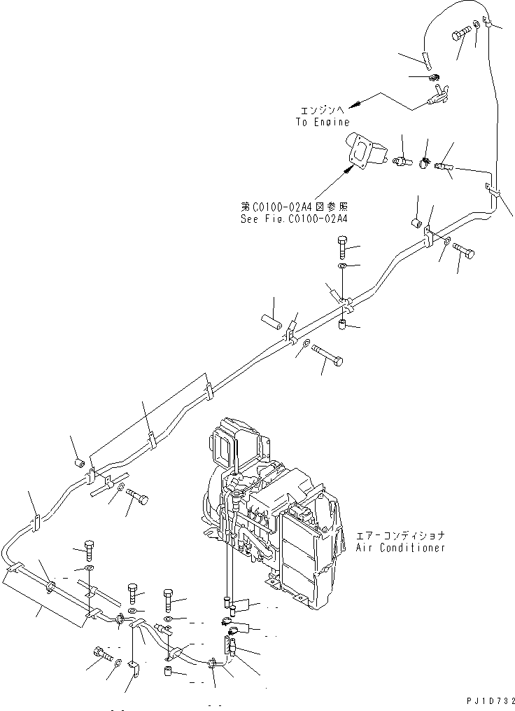 Komatsu parts book diagram for PC400LC-6 S/N 30001-UP: AIR CONDITIONER LESS (HEATING LINES)(#32001-)