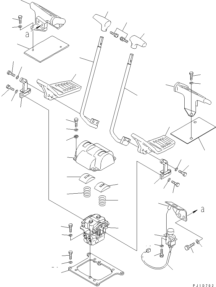 Komatsu parts book diagram for PC400LC-6 S/N 30001-UP: FLOOR FRAME (TRAVEL LEVER) (LOADER)(#32484-)
