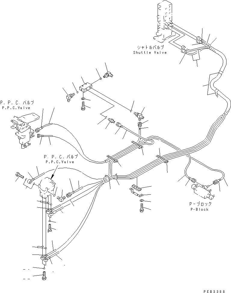 Komatsu parts book diagram for PC400LC-6 S/N 30001-UP: FLOOR FRAME (PPC TRAVEL LINE) (1 ACTUATOR)(#30119-31999)