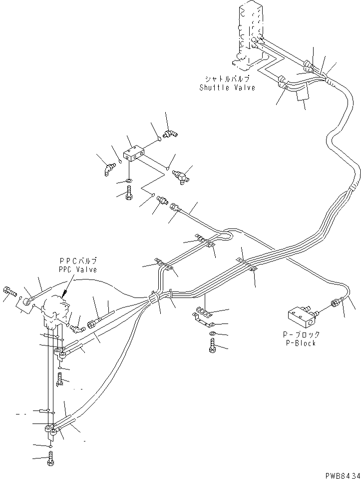 Komatsu parts book diagram for PC400LC-6 S/N 30001-UP: FLOOR FRAME (PPC TRAVEL LINE) (1 ACTUATOR)(#32001-32090)