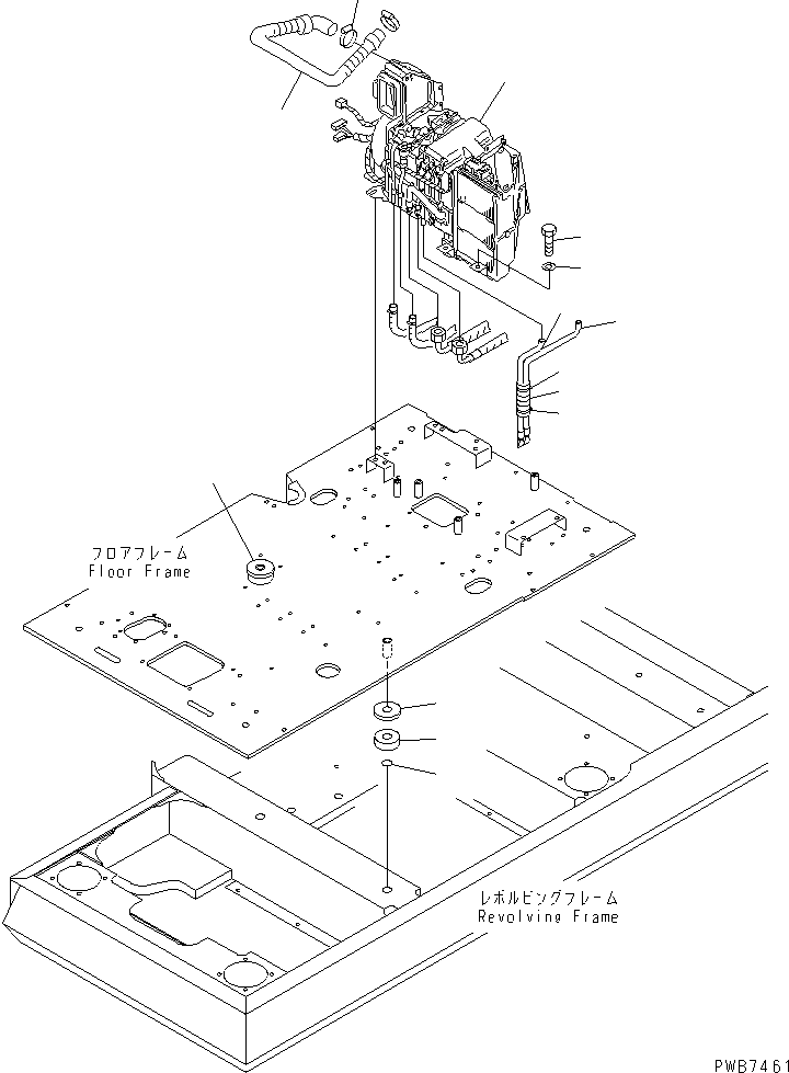 Komatsu parts book diagram for PC400LC-6 S/N 30001-UP: FLOOR FRAME (AIR CONDITIONER AND CUSHION)(#32001-)