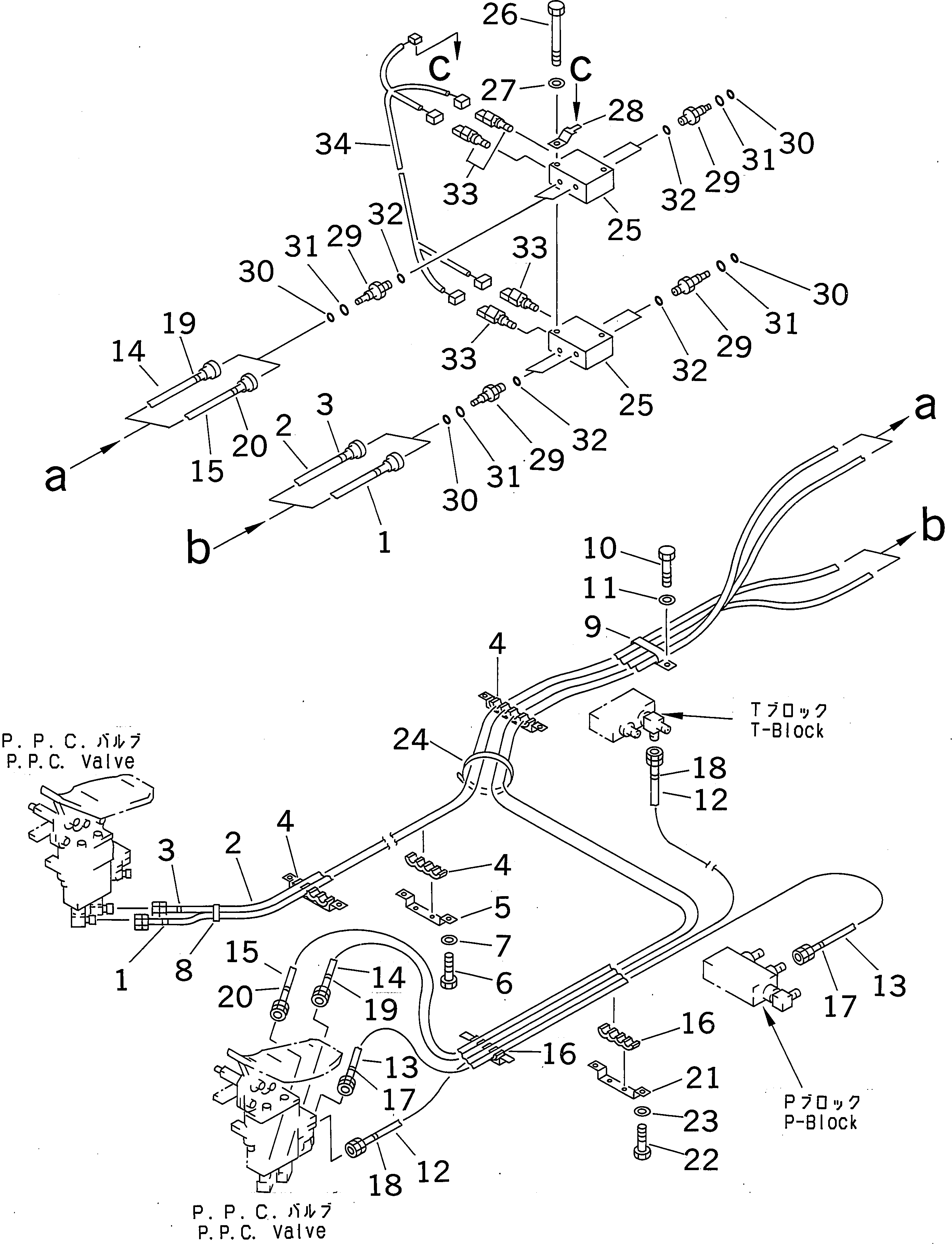 Komatsu parts book diagram for PC400LC-6 S/N 30001-UP: ATTACHMENT PPC LINE (PPC) (2 ACTUATOR)(#30001-30118)