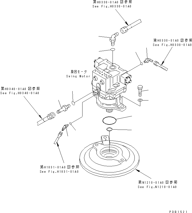 Komatsu parts book diagram for PC400LC-6 S/N 30001-UP: SWING MOTOR (CONNECTING PARTS)(#30001-31999)
