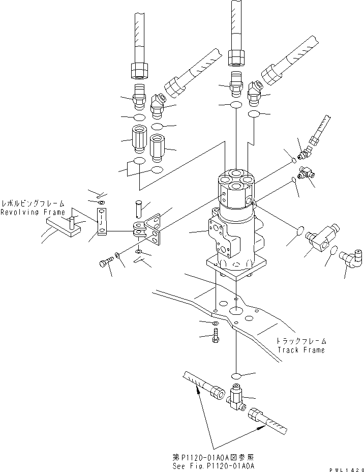 Komatsu parts book diagram for PC400LC-6 S/N 30001-UP: SWIVEL JOINT (CONNECTING PARTS) (TRAVEL SPEED 3RD)(#32250-)