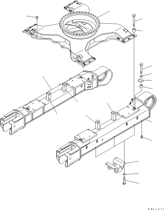 Komatsu parts book diagram for PC400LC-6 S/N 30001-UP: TRACK FRAME (VARUABLE GAUGE) (CENTER GUARD)(#32250-)