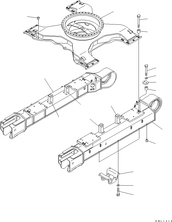 Komatsu parts book diagram for PC400LC-6 S/N 30001-UP: TRACK FRAME (VARIABLE GAUGE) (CENTER GUARD) (FOR UNDER COVER)(#32250-)