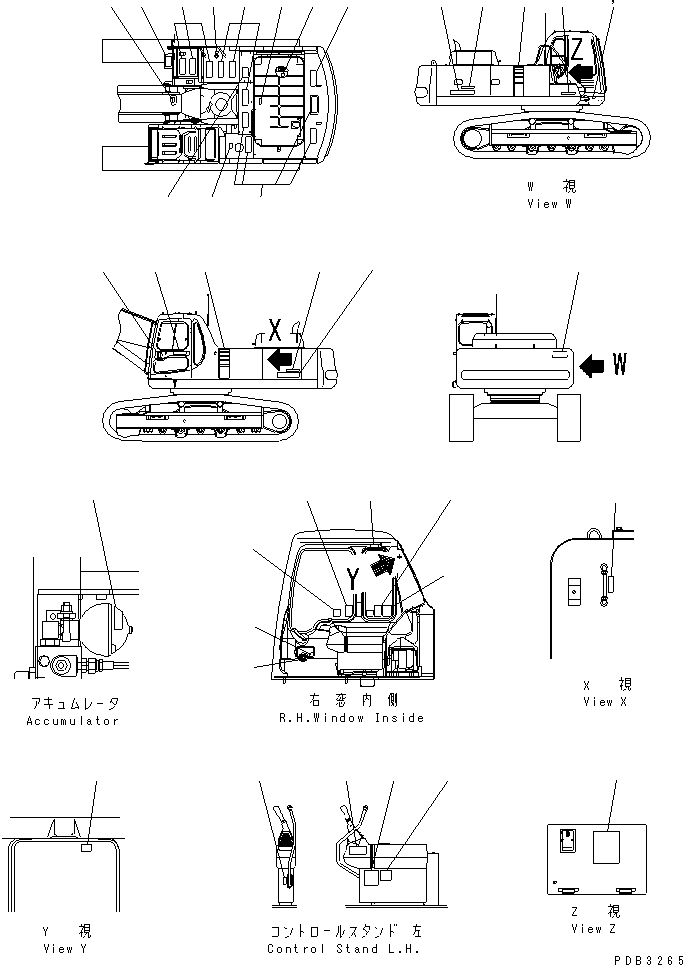 Komatsu parts book diagram for PC400LC-6 S/N 30001-UP: DECAL AND PLATE (JAPANESE) (LOADER)(#30001-32011)