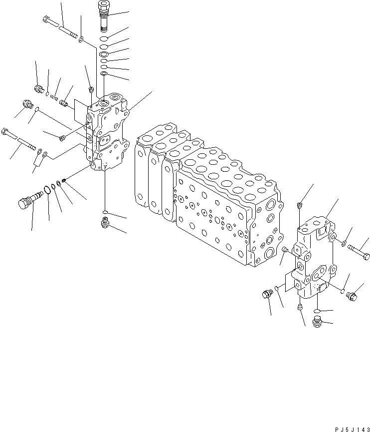Komatsu parts book diagram for PC400LC-6 S/N 30001-UP: MAIN VALVE (3-ACTUATOR) (4/17)(#30001-31999)
