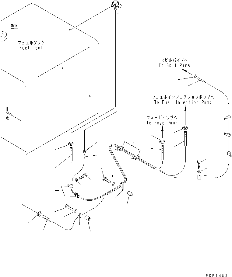 Komatsu parts book diagram for PC400LC-6 S/N 30001-UP (SAA6D125E-2 (Emission) Eng. Installed): FUEL LINE