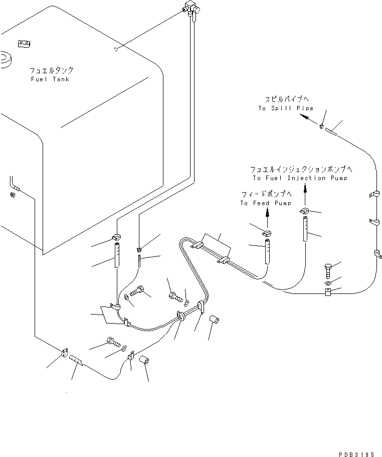 Komatsu parts book diagram for PC400LC-6 S/N 30001-UP (SAA6D125E-2 (Emission) Eng. Installed): FUEL LINE (WITH WATER SEPARATER)