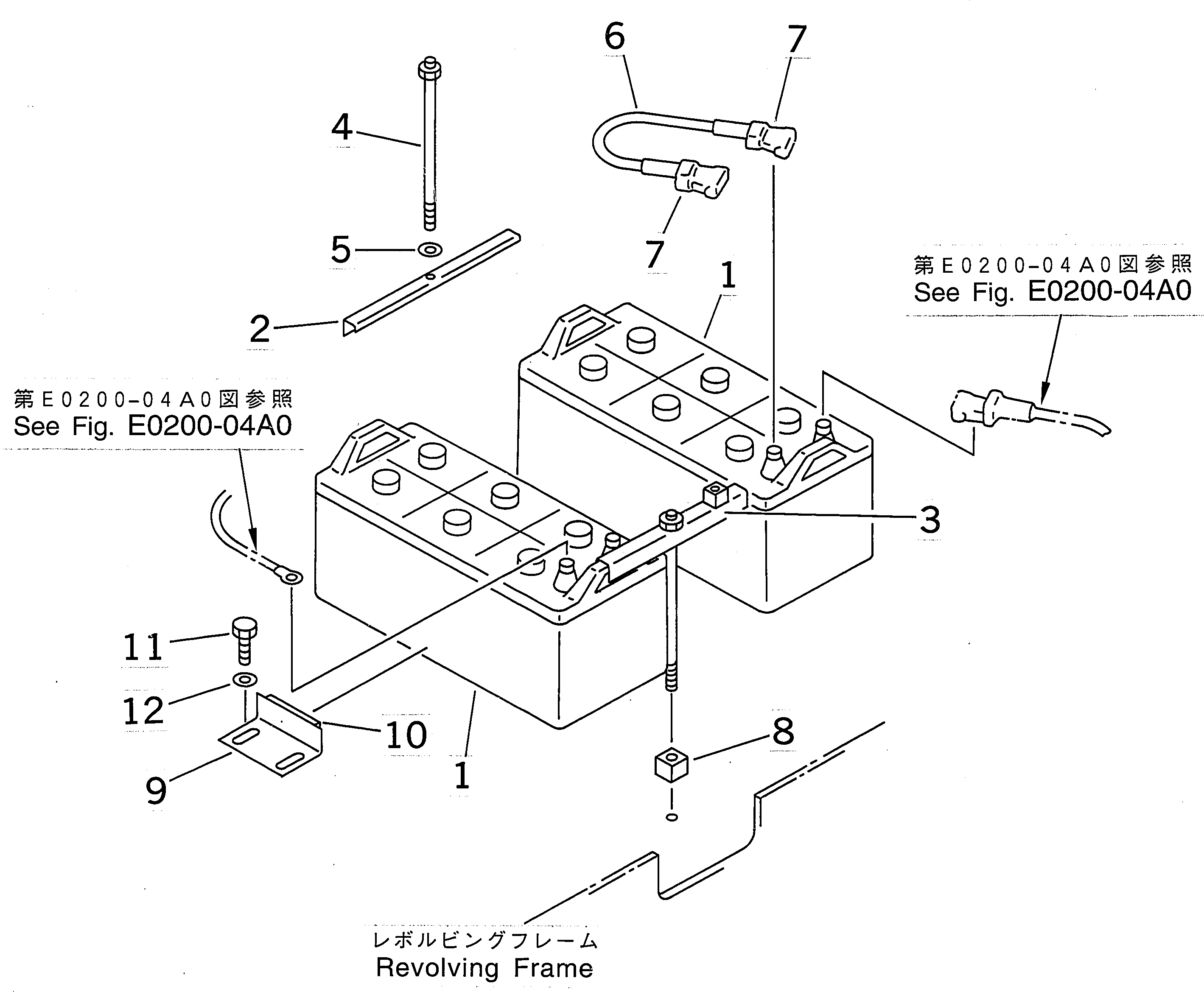 Komatsu parts book diagram for PC400LC-6 S/N 30001-UP (SAA6D125E-2 (Emission) Eng. Installed): BATTERY (WET) (N150)