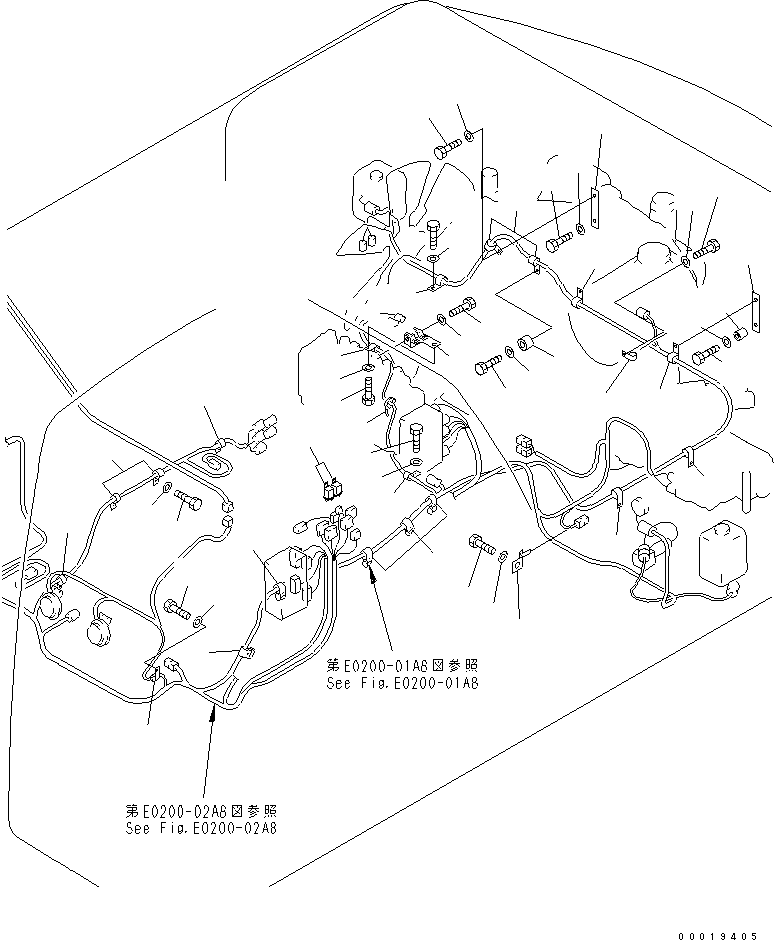 Komatsu parts book diagram for PC400LC-6 S/N 30001-UP (SAA6D125E-2 (Emission) Eng. Installed): WIRING (MAIN HARNESS) (CLIP)(#32488-)