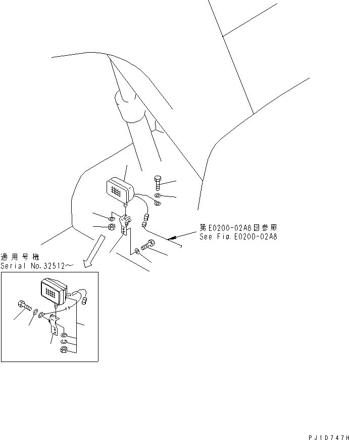 Komatsu parts book diagram for PC400LC-6 S/N 30001-UP (SAA6D125E-2 (Emission) Eng. Installed): WIRING (WORKING LAMP ? FRONT)(#32488-)