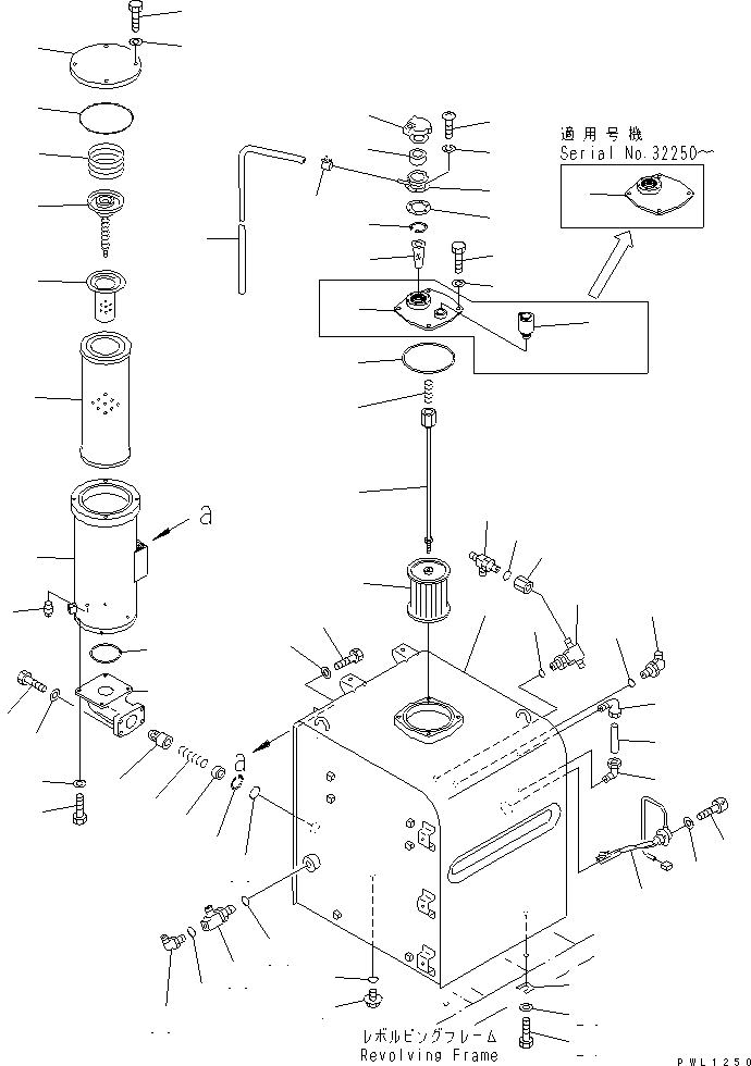 Komatsu parts book diagram for PC400LC-6 S/N 30001-UP (SAA6D125E-2 (Emission) Eng. Installed): HYDRAULIC TANK(#32001-)