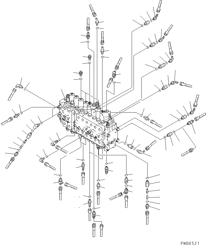 Komatsu parts book diagram for PC400LC-6 S/N 30001-UP (SAA6D125E-2 (Emission) Eng. Installed): MAIN VALVE (CONNECTING PARTS) (2 ACTUATOR)(#32001-)