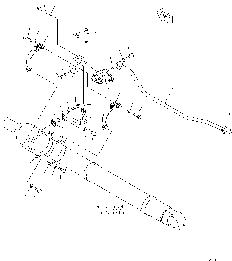 Komatsu parts book diagram for PC400LC-6 S/N 30001-UP (SAA6D125E-2 (Emission) Eng. Installed): DRIFT PRIVENTIVE (BOOM AND ARM) (LOCK VALVE)(#30119-)