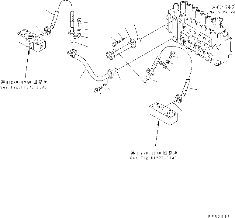 Komatsu parts book diagram for PC400LC-6 S/N 30001-UP (SAA6D125E-2 (Emission) Eng. Installed): ATTACHMENT LINE (VALVE SIDE)