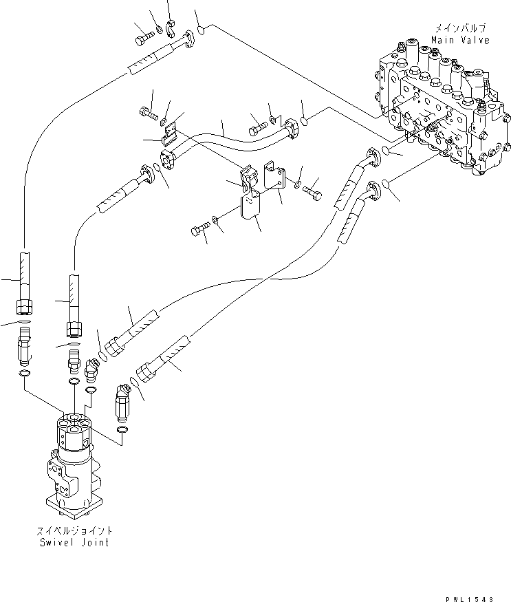 Komatsu parts book diagram for PC400LC-6 S/N 30001-UP (SAA6D125E-2 (Emission) Eng. Installed): TRAVEL LINE(#32250-)