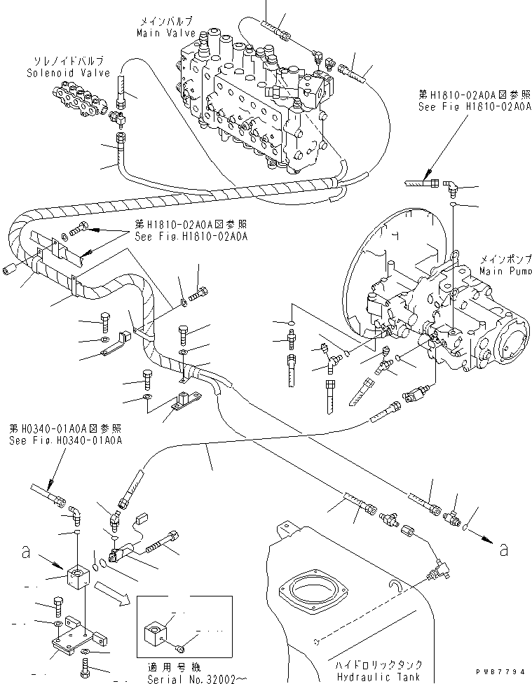 Komatsu parts book diagram for PC400LC-6 S/N 30001-UP (SAA6D125E-2 (Emission) Eng. Installed): LS LINE (GEAR PUMP LINE AND EPC VALVE)(#32001-)
