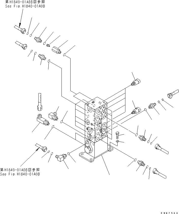 Komatsu parts book diagram for PC400LC-6 S/N 30001-UP (SAA6D125E-2 (Emission) Eng. Installed): SHUTTLE VALVE (WITH SENSOR)(#32001-)