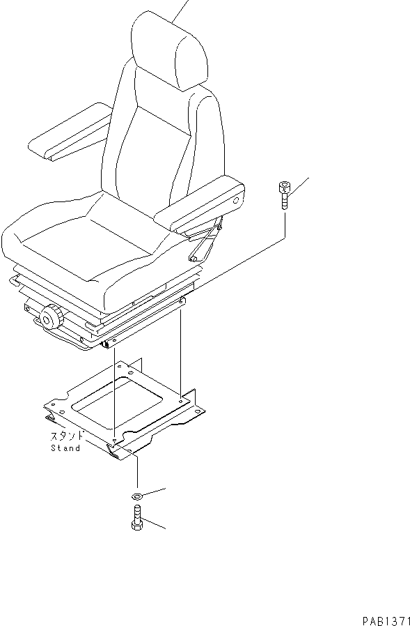 Komatsu parts book diagram for PC400LC-6 S/N 30001-UP (SAA6D125E-2 (Emission) Eng. Installed): OPERATOR'S SEAT (TILT) (SUSPENSION TYPE)