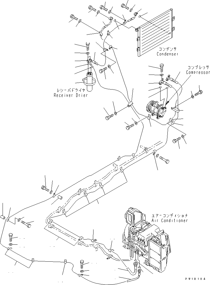 Komatsu parts book diagram for PC400LC-6 S/N 30001-UP (SAA6D125E-2 (Emission) Eng. Installed): AIR CONDITIONER (COOLING LINES)(#32488-)