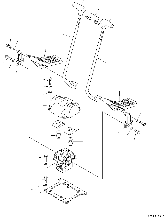 Komatsu parts book diagram for PC400LC-6 S/N 30001-UP (SAA6D125E-2 (Emission) Eng. Installed): FLOOR FRAME (TRAVEL LEVER) (2 ACTUATOR)(#32488-)