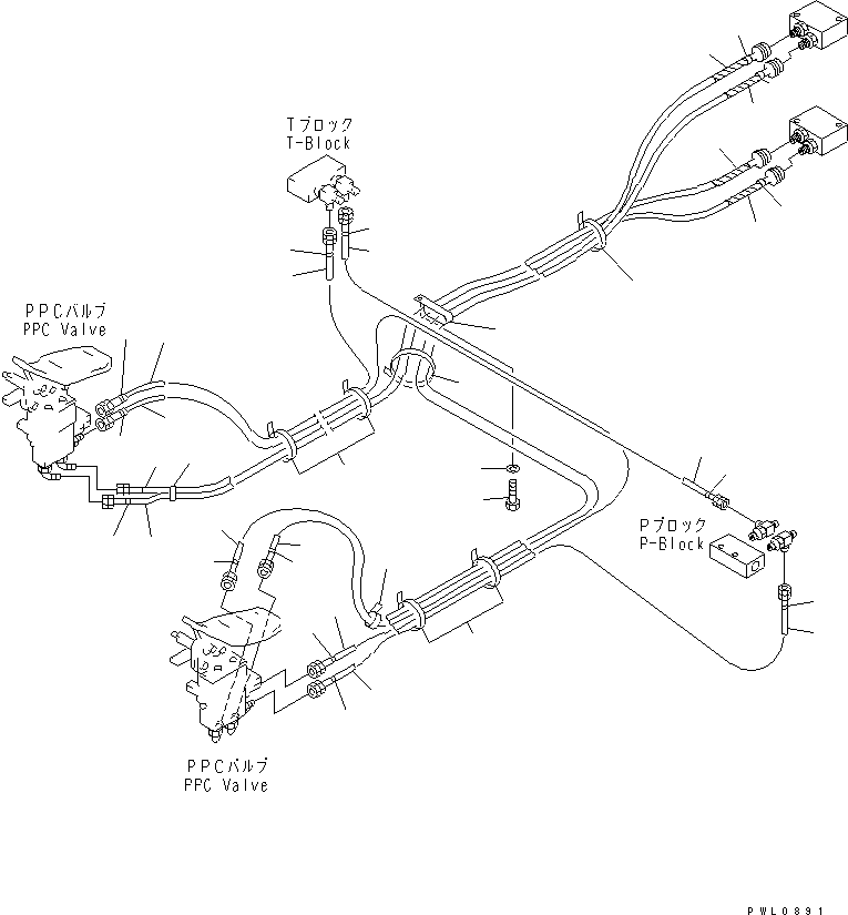 Komatsu parts book diagram for PC400LC-6 S/N 30001-UP (SAA6D125E-2 (Emission) Eng. Installed): FLOOR FRAME (ATTACHMENT PPC LINE) (PPC) (2 ACTUATOR)(#32488-)