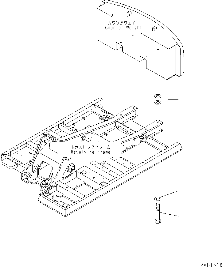 Komatsu parts book diagram for PC400LC-6 S/N 30001-UP (SAA6D125E-2 (Emission) Eng. Installed): COUNTER WEIGHT MOUNTING