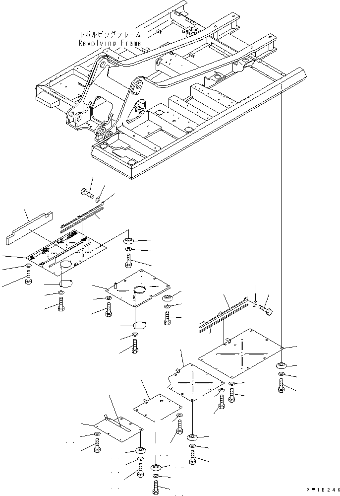 Komatsu parts book diagram for PC400LC-6 S/N 30001-UP (SAA6D125E-2 (Emission) Eng. Installed): UNDER COVER (REVOLVING FRAME)(#32488-)