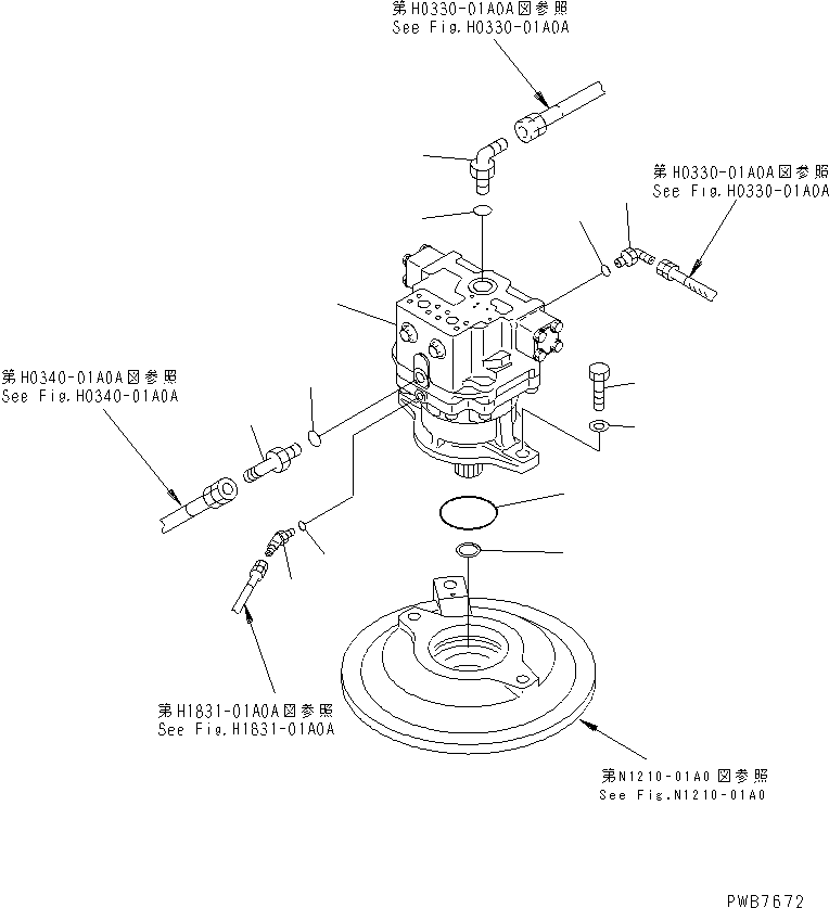 Komatsu parts book diagram for PC400LC-6 S/N 30001-UP (SAA6D125E-2 (Emission) Eng. Installed): SWING MOTOR (CONNECTING PARTS)(#32001-)