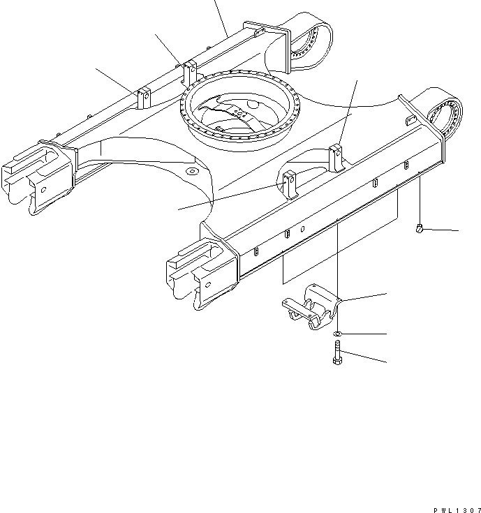 Komatsu parts book diagram for PC400LC-6 S/N 30001-UP (SAA6D125E-2 (Emission) Eng. Installed): TRACK FRAME (CENTER GUARD) (FOR UNDER COVER)(#32250-)