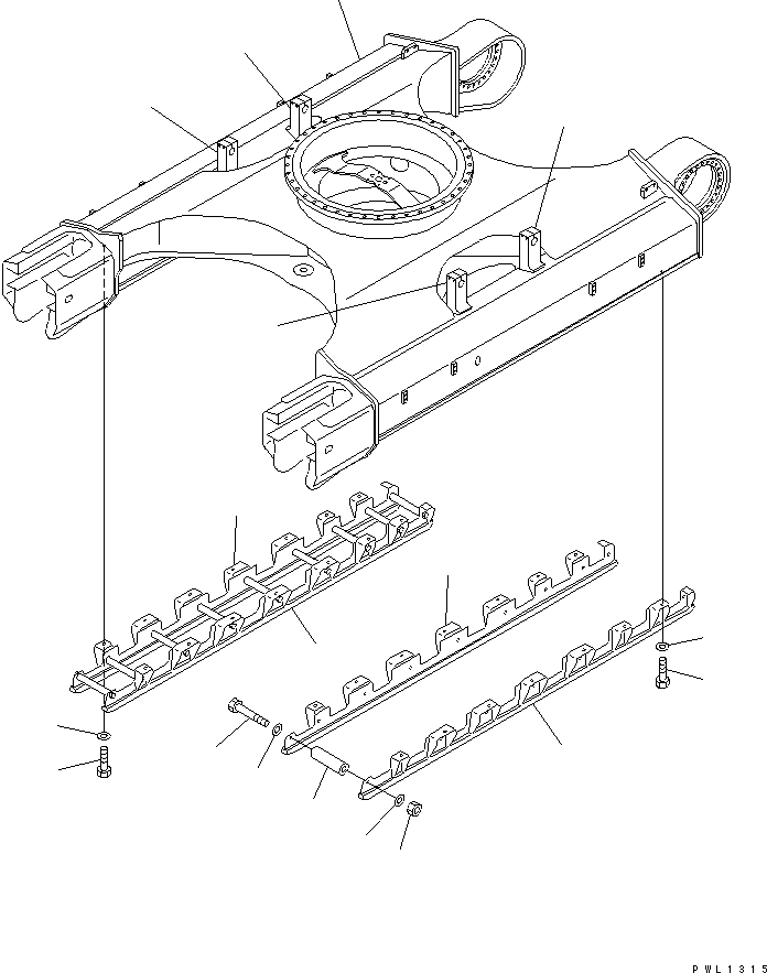 Komatsu parts book diagram for PC400LC-6 S/N 30001-UP (SAA6D125E-2 (Emission) Eng. Installed): TRACK FRAME (FULL ROLLER GUARD)(#32250-)