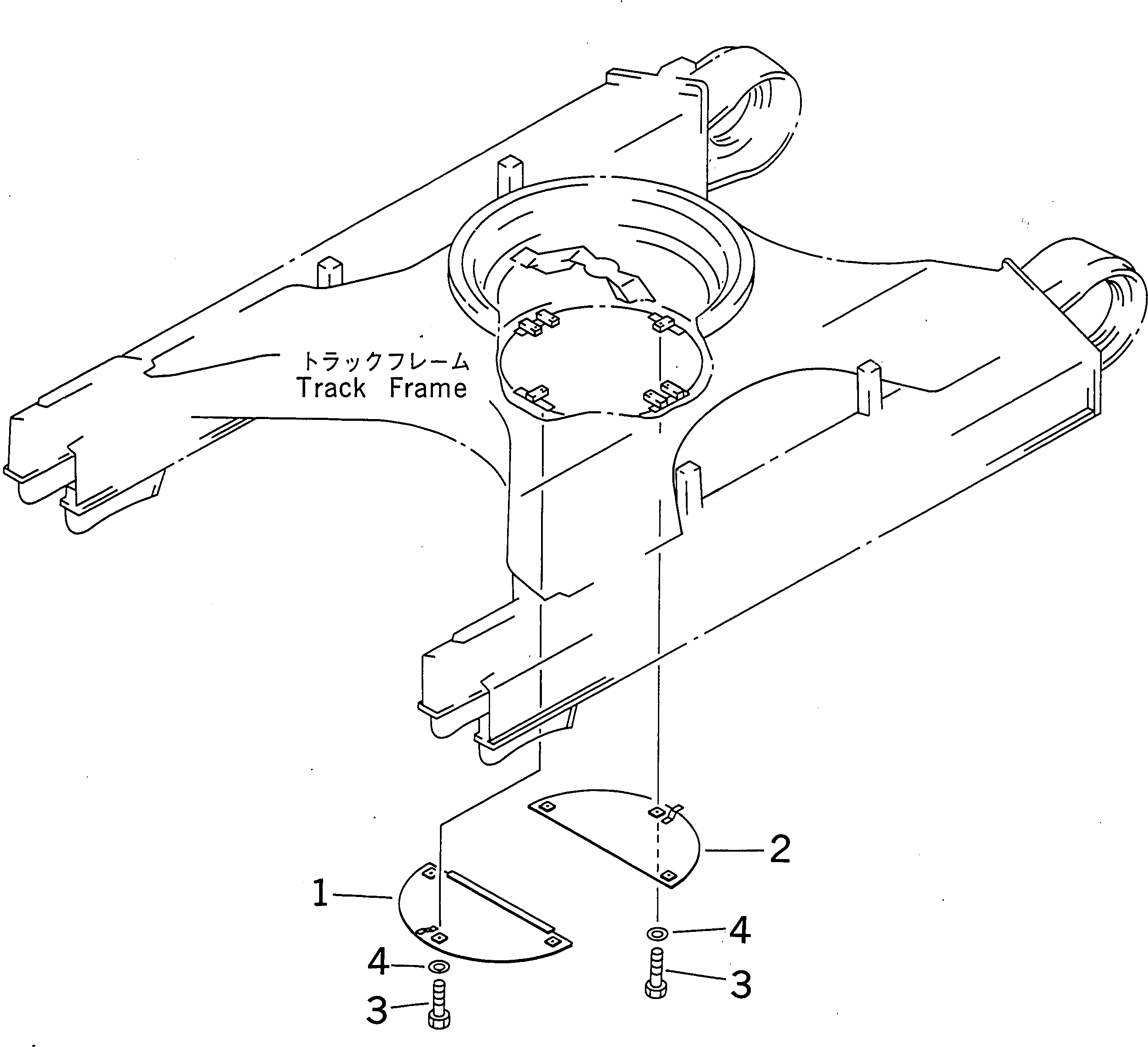 Komatsu parts book diagram for PC400LC-6 S/N 30001-UP (SAA6D125E-2 (Emission) Eng. Installed): UNDER COVER (FOR TRACK FRAME)