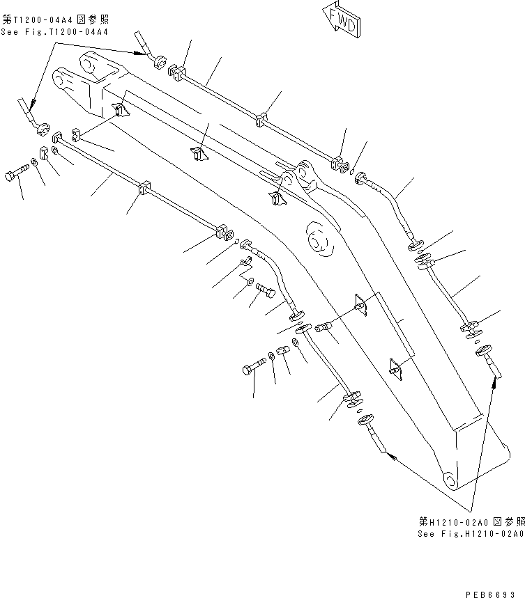Komatsu parts book diagram for PC400LC-6 S/N 30001-UP (SAA6D125E-2 (Emission) Eng. Installed): BOOM KIT (FOR ADDITIONAL PIPING)