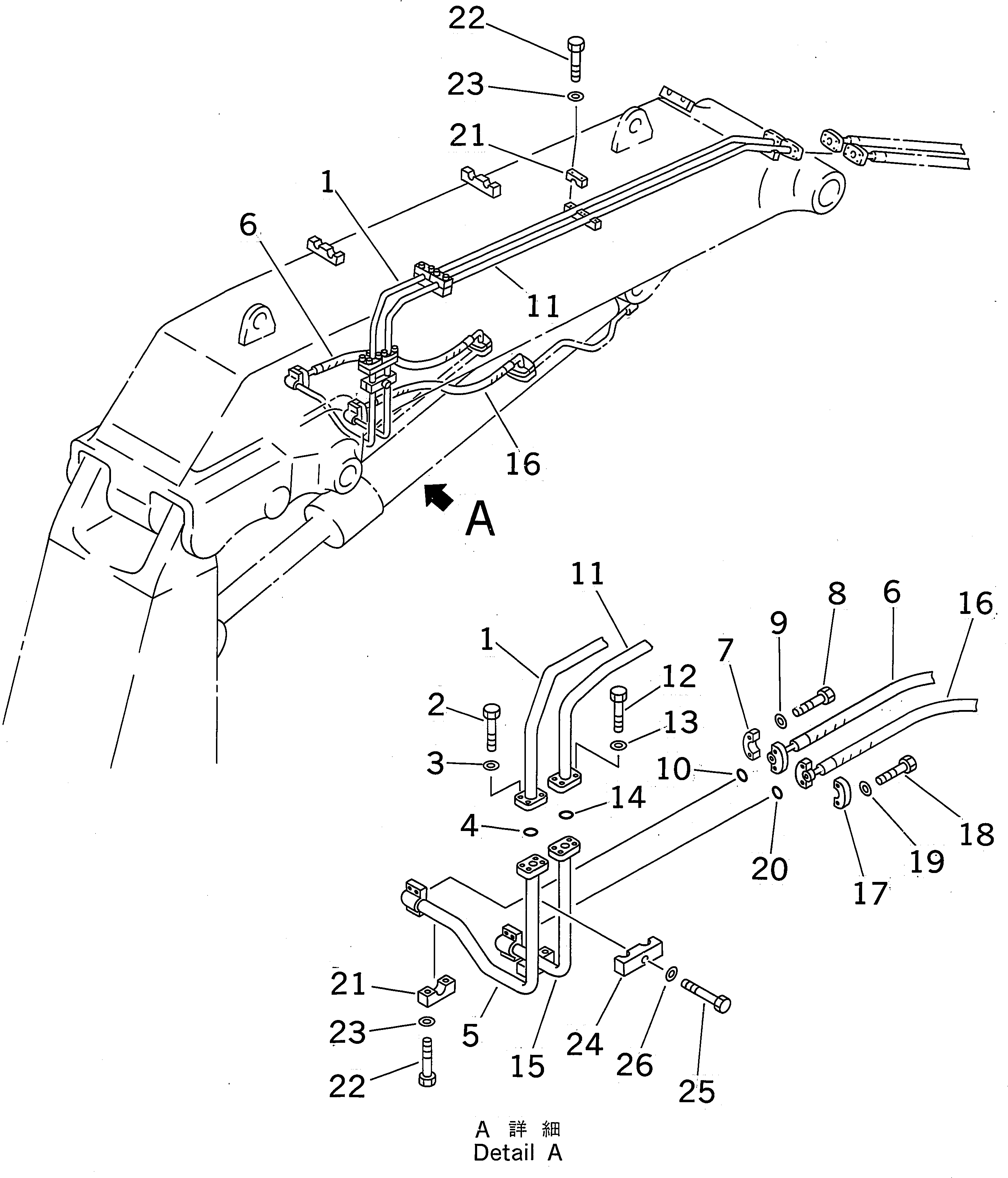 Komatsu parts book diagram for PC400LC-6 S/N 30001-UP (SAA6D125E-2 (Emission) Eng. Installed): BOOM (ARM CYLINDER LINE) (LOADER)