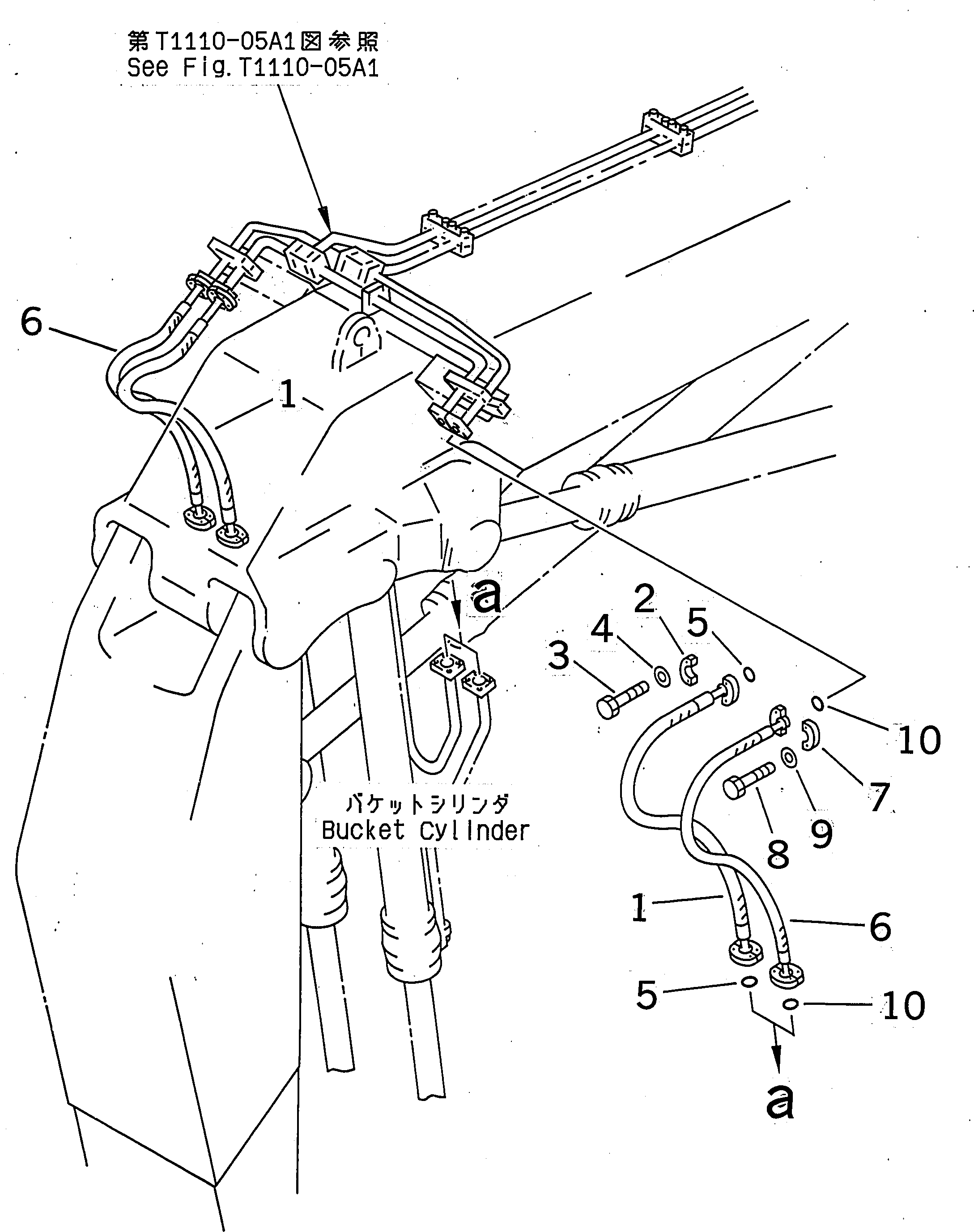 Komatsu parts book diagram for PC400LC-6 S/N 30001-UP (SAA6D125E-2 (Emission) Eng. Installed): BOOM (BUCKET CYLINDER LINE) (HOSE) (LOADER)