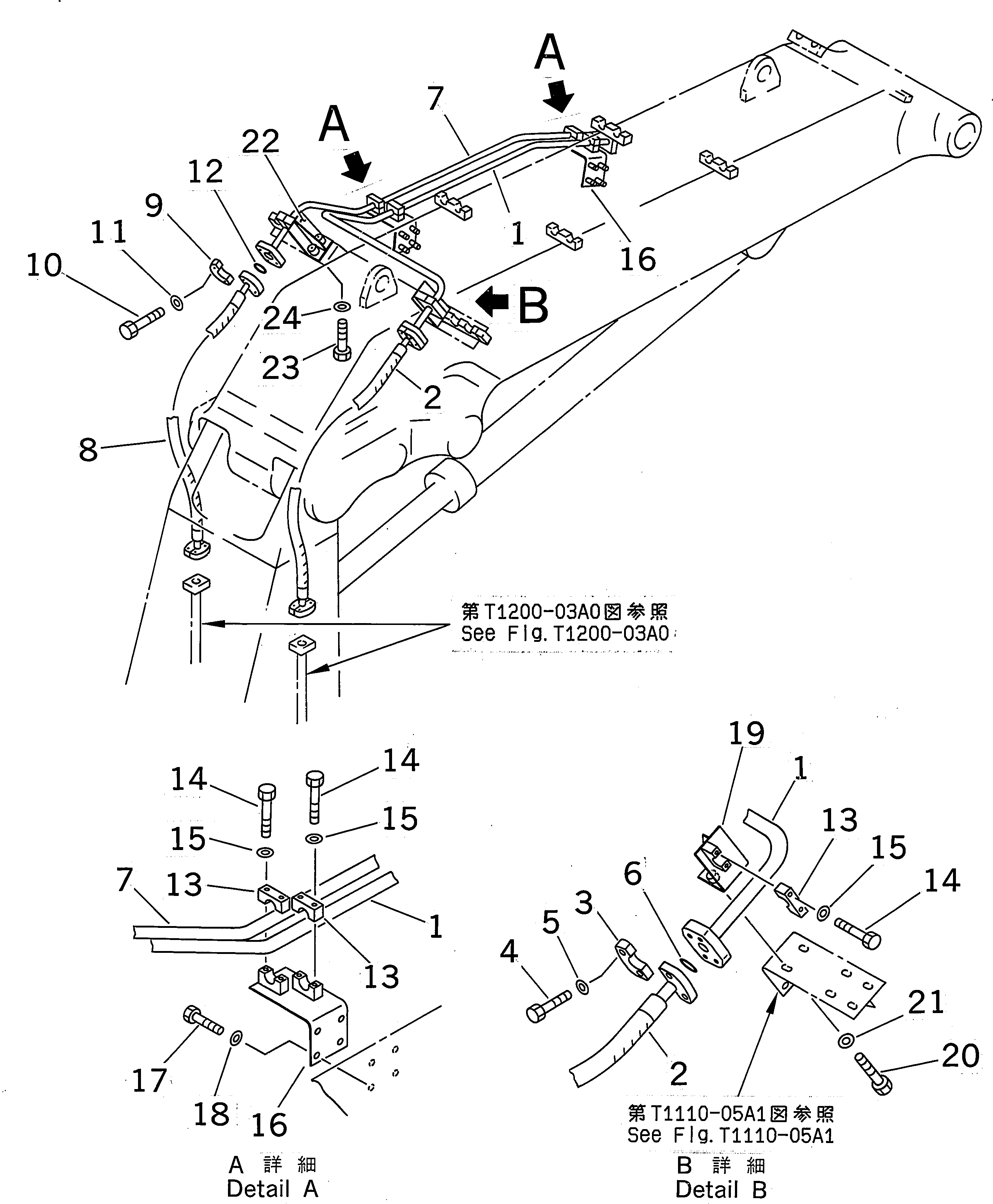 Komatsu parts book diagram for PC400LC-6 S/N 30001-UP (SAA6D125E-2 (Emission) Eng. Installed): BOOM (ADDITIONAL PIPING) (LOADER)