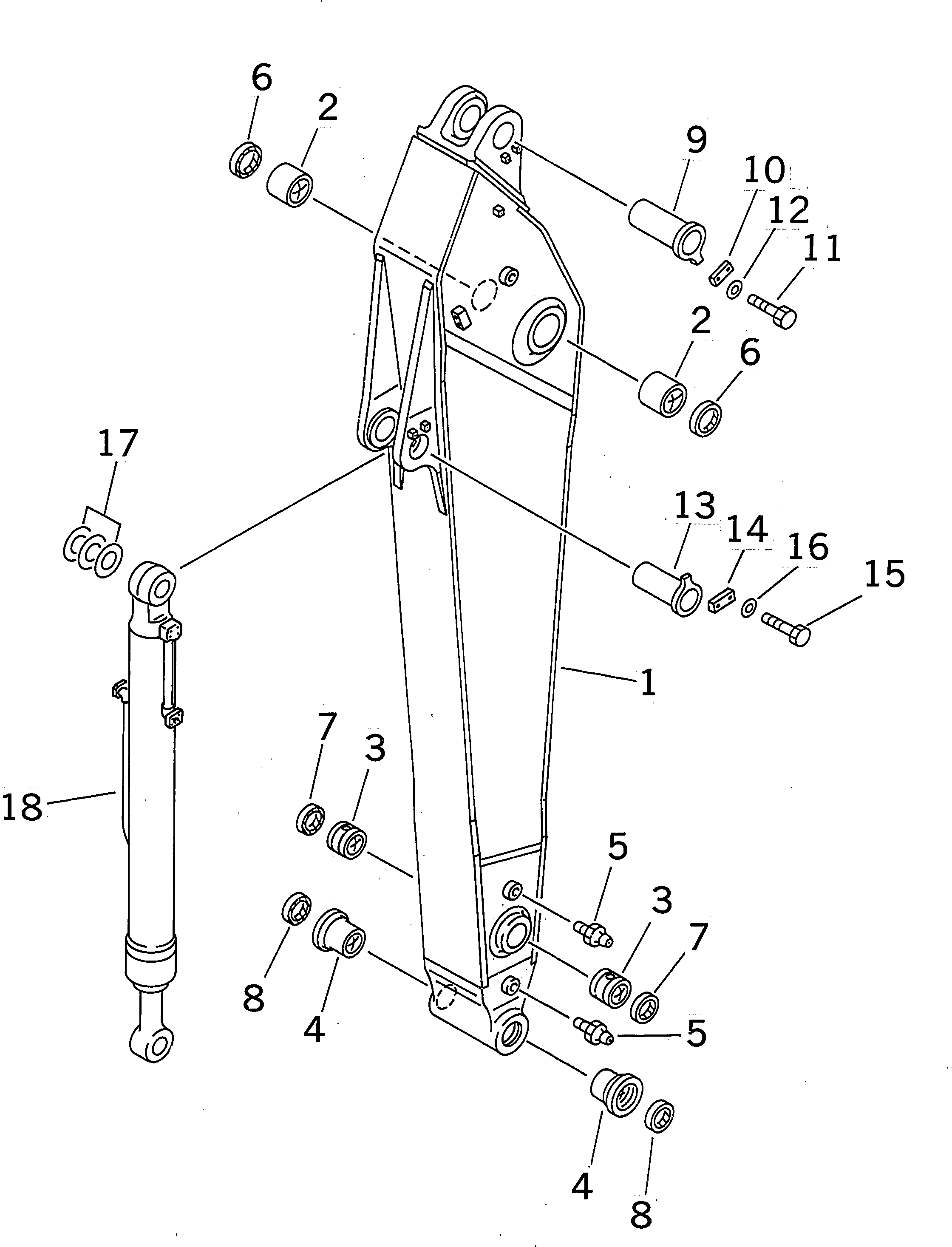 Komatsu parts book diagram for PC400LC-6 S/N 30001-UP (SAA6D125E-2 (Emission) Eng. Installed): ARM (3.4M) (ARM AND BUCKET CYLINDER)