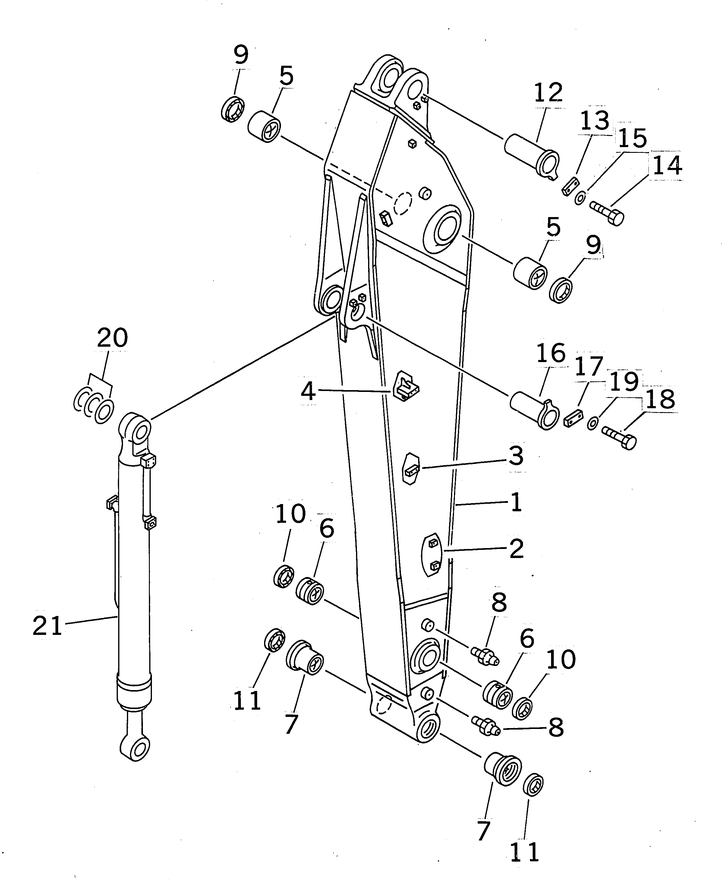 Komatsu parts book diagram for PC400LC-6 S/N 30001-UP (SAA6D125E-2 (Emission) Eng. Installed): ARM (3.4M) (ARM AND BUCKET CYLINDER) (FOR ADDITIONAL PIPING)