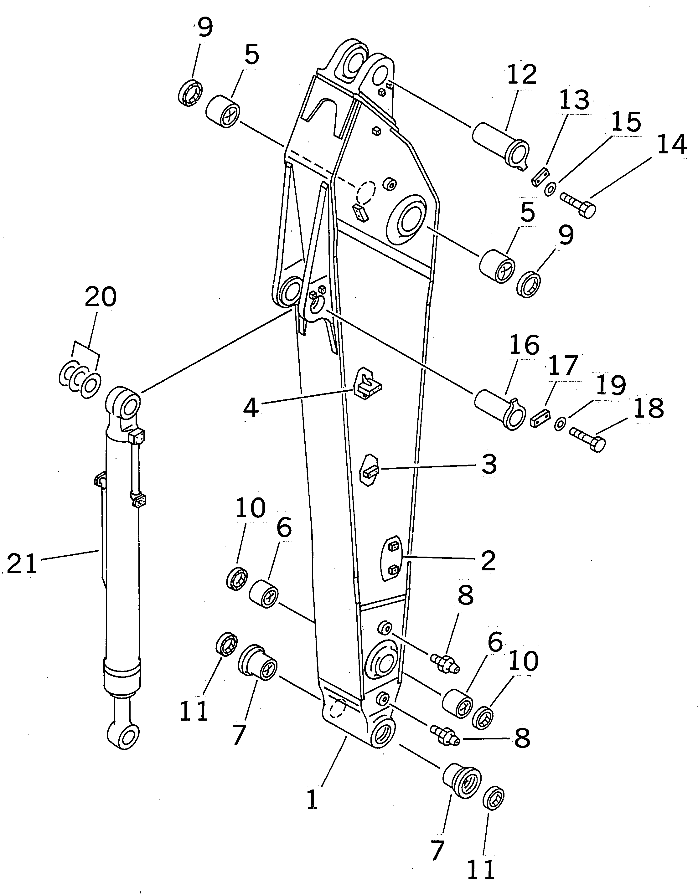 Komatsu parts book diagram for PC400LC-6 S/N 30001-UP (SAA6D125E-2 (Emission) Eng. Installed): ARM (3.4M) (HEAVY DUTY) (ARM AND BUCKET CYLINDER) (FOR ADDITIONAL PIPING)