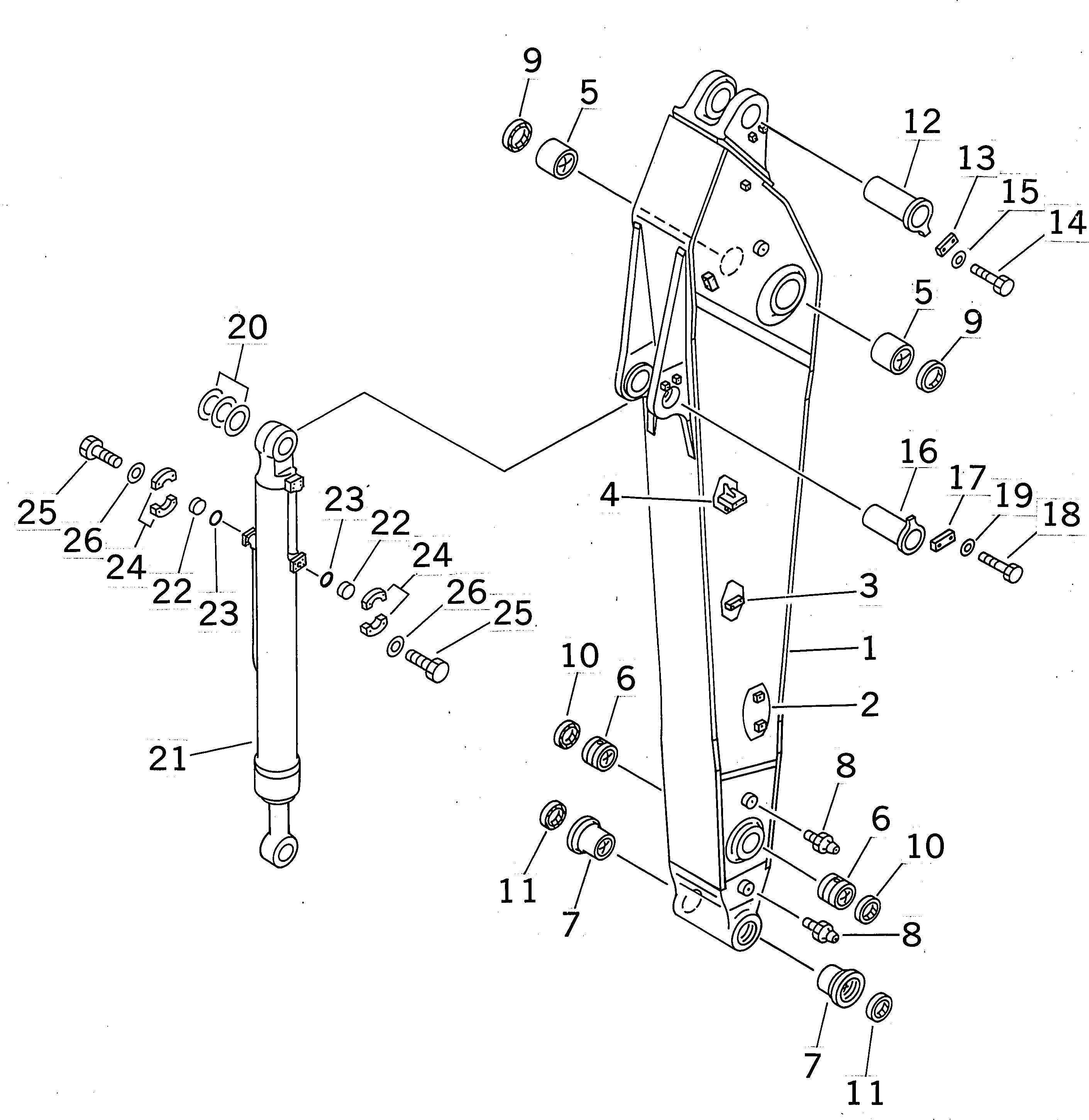 Komatsu parts book diagram for PC400LC-6 S/N 30001-UP (SAA6D125E-2 (Emission) Eng. Installed): ARM (3.4M) (ARM AND BUCKET CYLINDER) (FOR ADDITIONAL PIPING) (FOR COMPONENT)